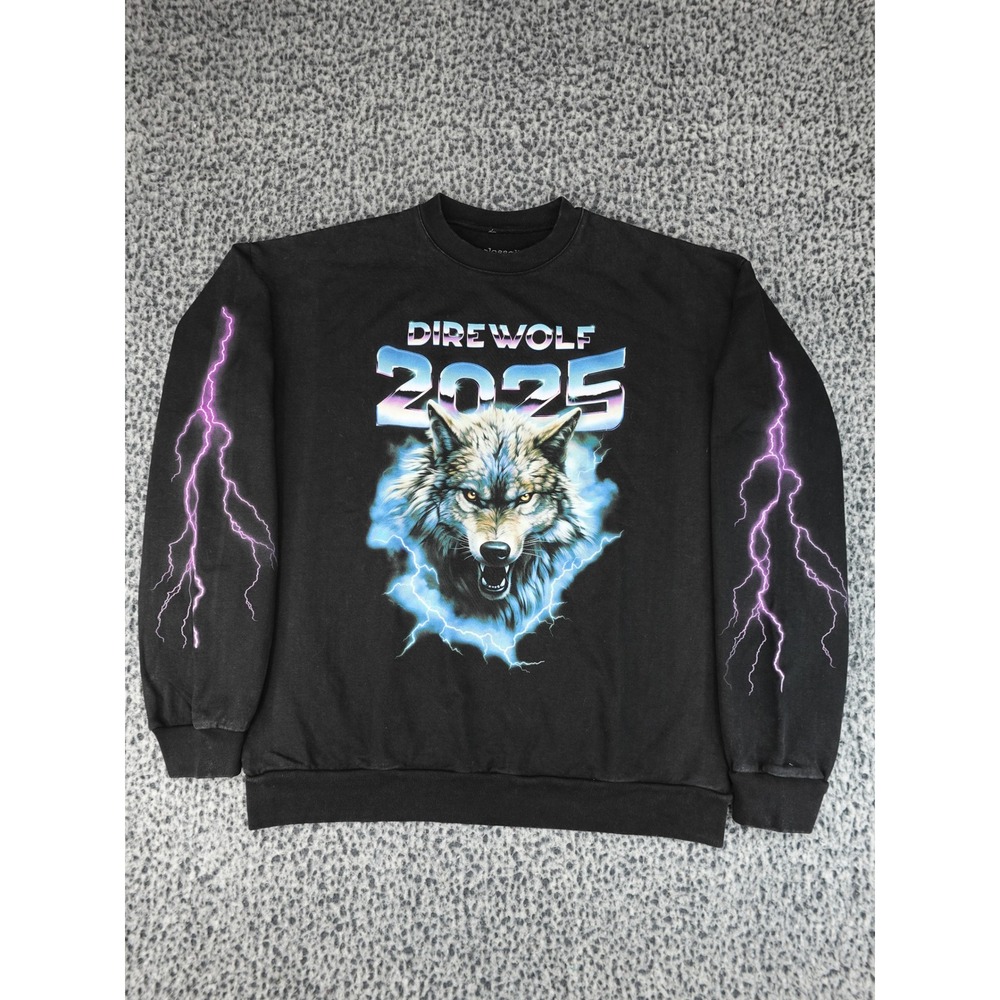 Colossal Direwolf 2025 Sweatshirt Mens XL‎ Black Lightning Sleeve Graphic